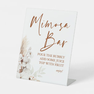 Modern Terracotta White Floral Boho Mimosa Bar Sockelschild