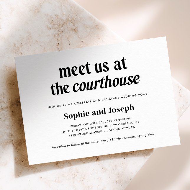 Modern Text | Courthouse Wedding Elopement Einladung (Von Creator hochgeladen)
