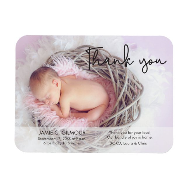 Modern Thank You Baby Arrival Magnet (Horizontal)