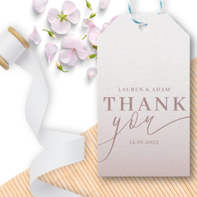  Modern Thank You Calligraphy Rose Gold Wedding  Geschenkanhänger (Von Creator hochgeladen)