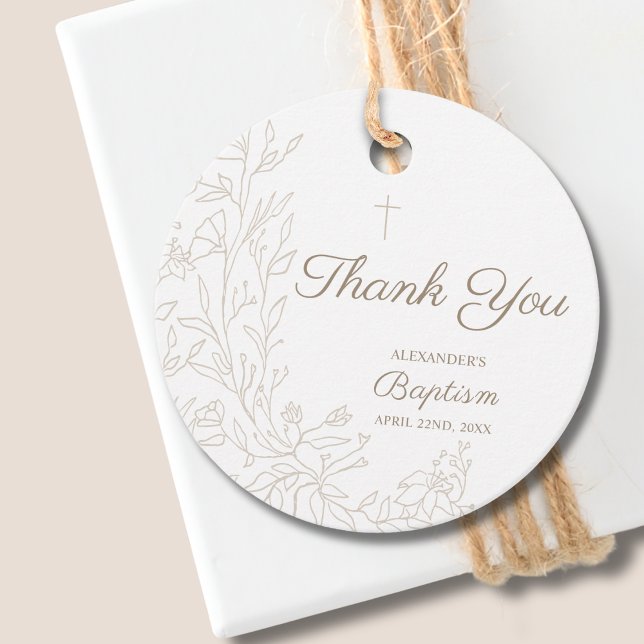 Modern Thank You Cross Floral Christian Baptism Geschenkanhänger (Von Creator hochgeladen)