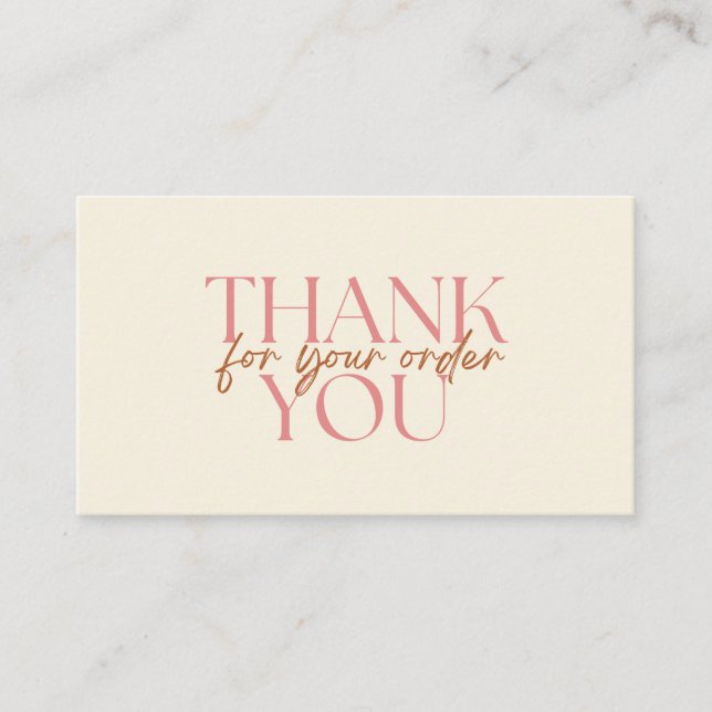 Modern Thank You For Your Order Small Business Visitenkarte (Vorderseite)
