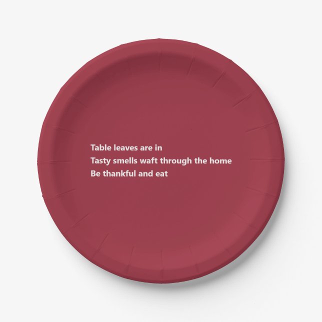Modern Thankful Gedicht Minimal Burgundy Erntedank Pappteller (Vorderseite)