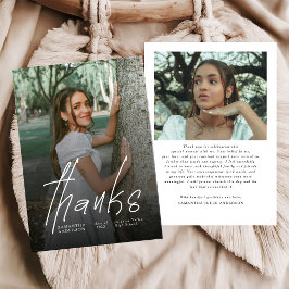 Modern Thanks Script Simple Photo Graduation  Dankeskarte