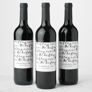 Modern the Best Day Ever Wedding Wine Bottle Label Weinetikett