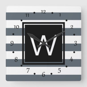 Modern Thick White Stripes Personalized Quadratische Wanduhr