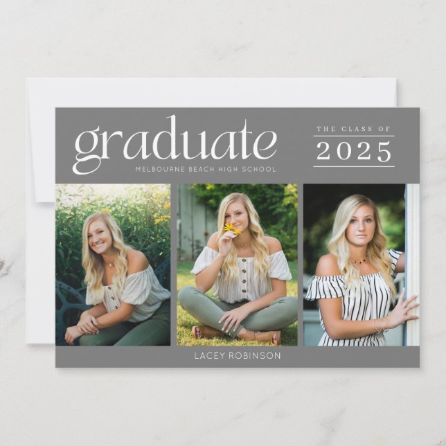Modern Three Foto High School Graduation (Vorderseite)
