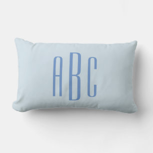 Modern Three Letter Monogram Light Blue Lendenkissen
