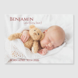 Modern Timeless Photo Magnetic Baby Announcement Magnetkarte