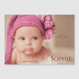 Modern Timeless Photo Magnetic Baby Announcement Magnetkarte