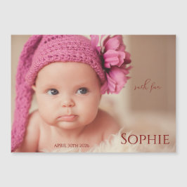 Modern Timeless Photo Magnetic Baby Announcement Magnetkarte