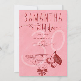 Modern Tini Bit Older Cherry Martini Bow Birthday Einladung