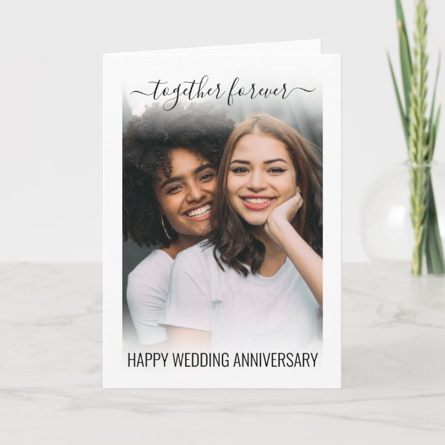 Modern Together Forever Wedding Anniversary Foto Karte (Vorderseite)