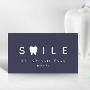 Modern Tooth Icon Beruflich Navy Blue Dentist Visitenkarte
