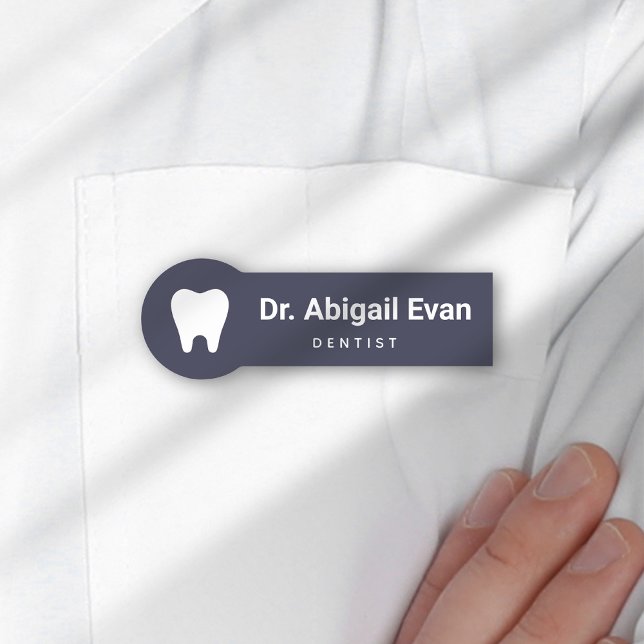 Modern Tooth Icon Beruflich Orthodontist Namensschild (Modern Tooth Icon Professional Orthodontist Name Tag)