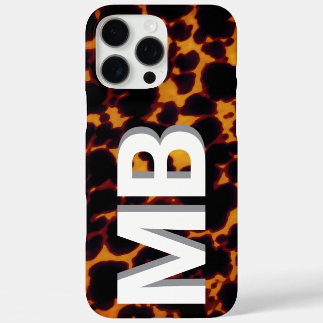 Modern Tortoiseshell Monogram iPhone 16 Pro Max Hülle (Rückseite)