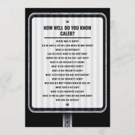 Modern traffic sign quiz party game einladung