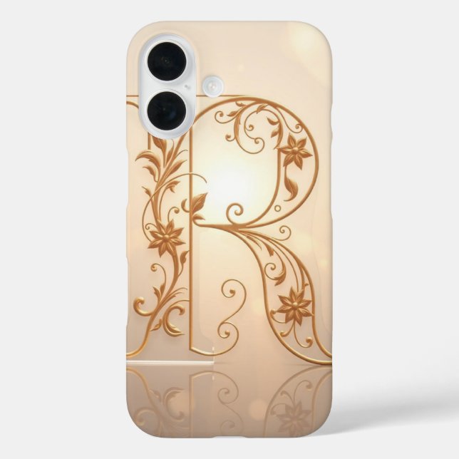 Modern Transparent Letter R  iPhone 16 Hülle (Rückseite)