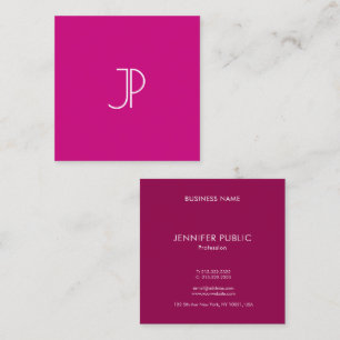 Modern Trend Color Viva Magenta Monogram Initial Quadratische Visitenkarte