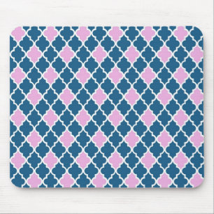 modern, trendig rosa und marineblau vierblättrig mousepad
