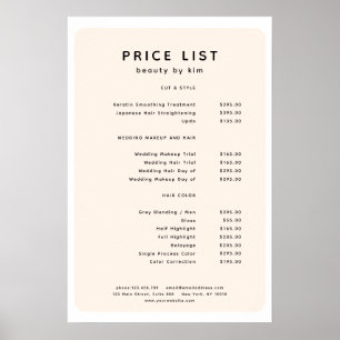 Modern, trendige Salon-Preisliste Poster