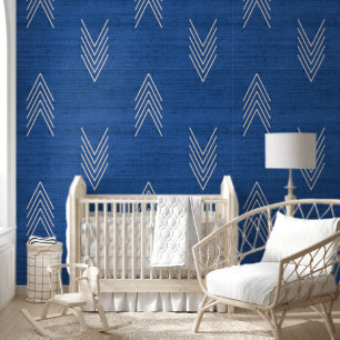 Modern Trendy African Mudcloth Blue Tapete