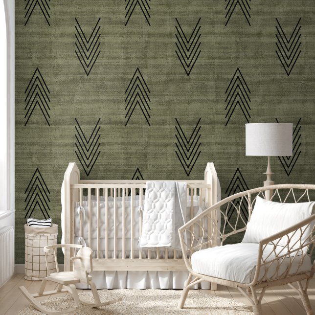 Modern Trendy African Mudcloth Green Tapete (Kinder)