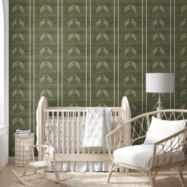 Modern Trendy African Mudcloth Green Tapete (Kinder)
