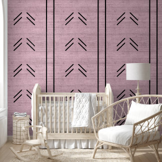 Modern Trendy African Mudcloth Pink Tapete