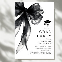 Modern Trendy Black Bow Graduation Party