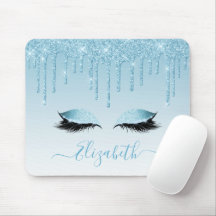 Modern Trendy Blue Glitzer Lashes Stilschrift