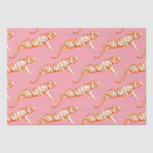 Modern trendy Bright Orange Tiger on Pink Seidenpapier
