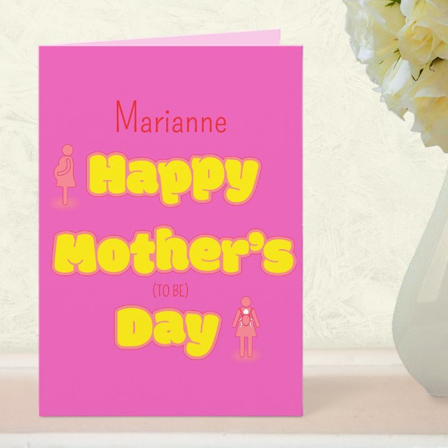 Modern Trendy Bright Pink Happy Mother's Day  Karte (Mother's Day - Happy Mother's Day)