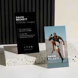Modern Trendy Coach Personal Trainer Fitness Photo Visitenkarte