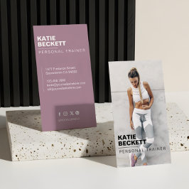 Modern Trendy Coach Personal Trainer Fitness Photo Visitenkarte