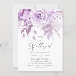 Modern Trendy Designer Lavender Rose Wedding Einladung
