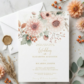 Modern Trendy Dusty Rose Blush Wedding  Invitation