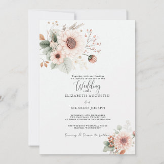 Modern Trendy Dusty Rose Blush Wedding  Invitation Einladung