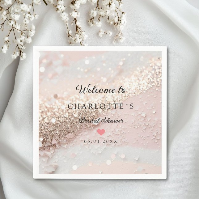 Modern, trendy, Glitzer Serviette (Personalized Modern Glitter Bridal Shower Napkins)