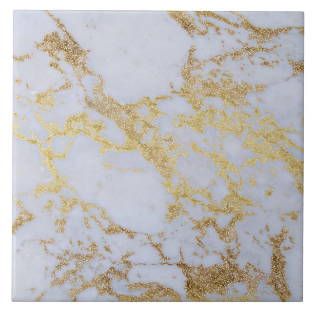 Modern Trendy Gold Glitter Marble Fliese (Vorderseite)