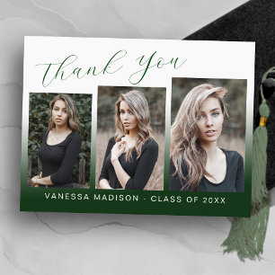Modern Trendy Green & White 3 Foto Grad Vielen Dan Postkarte