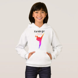 Modern Trendy Karate Girl Rosa Silhouette Hoodie