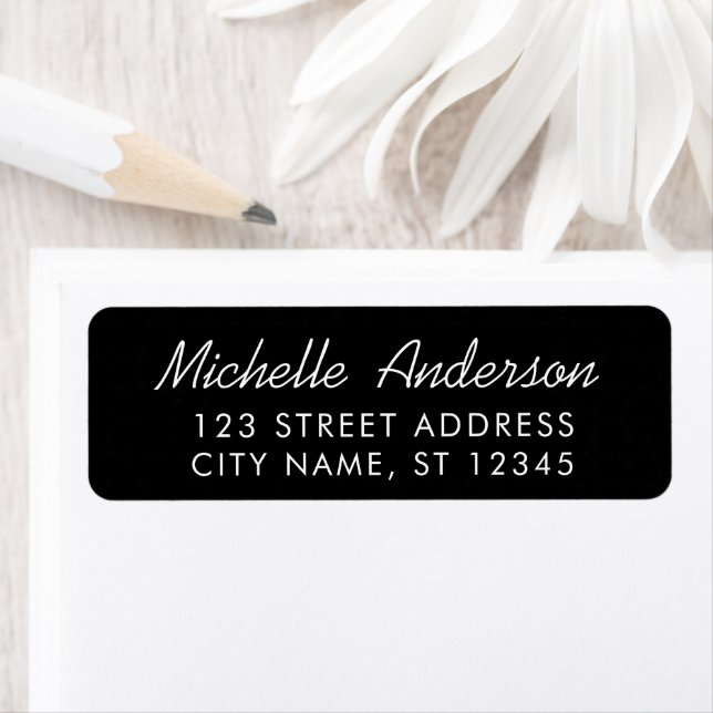 Modern Trendy Minimal Script Black Return Address  (Insitu)