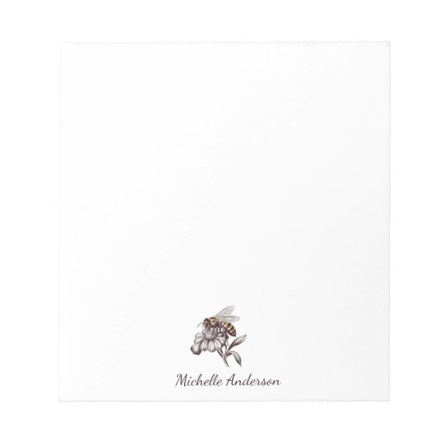 Modern Trendy Personalized Honey Bee Vintage       Notizblock (Vorderseite)