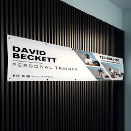 Modern Trendy Photo Collage Fitness Trainer Brand Banner