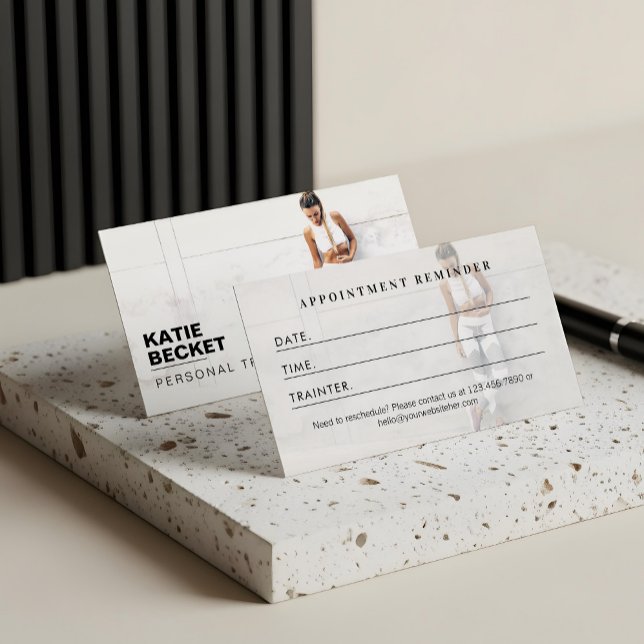 Modern Trendy Photo Personal Trainer Fitness Terminkarte (Modern Trendy Photo Personal Trainer Fitness Appointment Card)