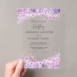 Modern Trendy Purple Lavender  Wedding Acryleinladungen