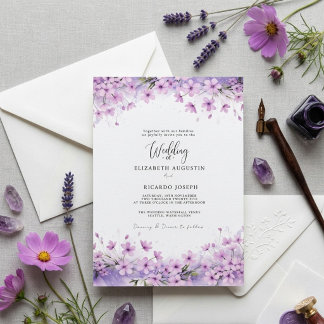 Modern Trendy Purple Lavender  Wedding Einladung
