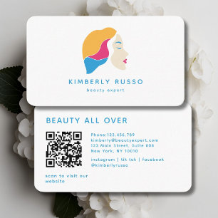 Modern, trendy, QR-Code, Salon, Frauen-Logo Visitenkarte