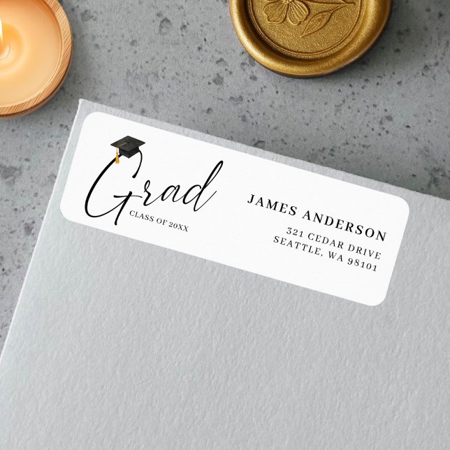 Modern Trendy Script Graduation Return Address (Von Creator hochgeladen)